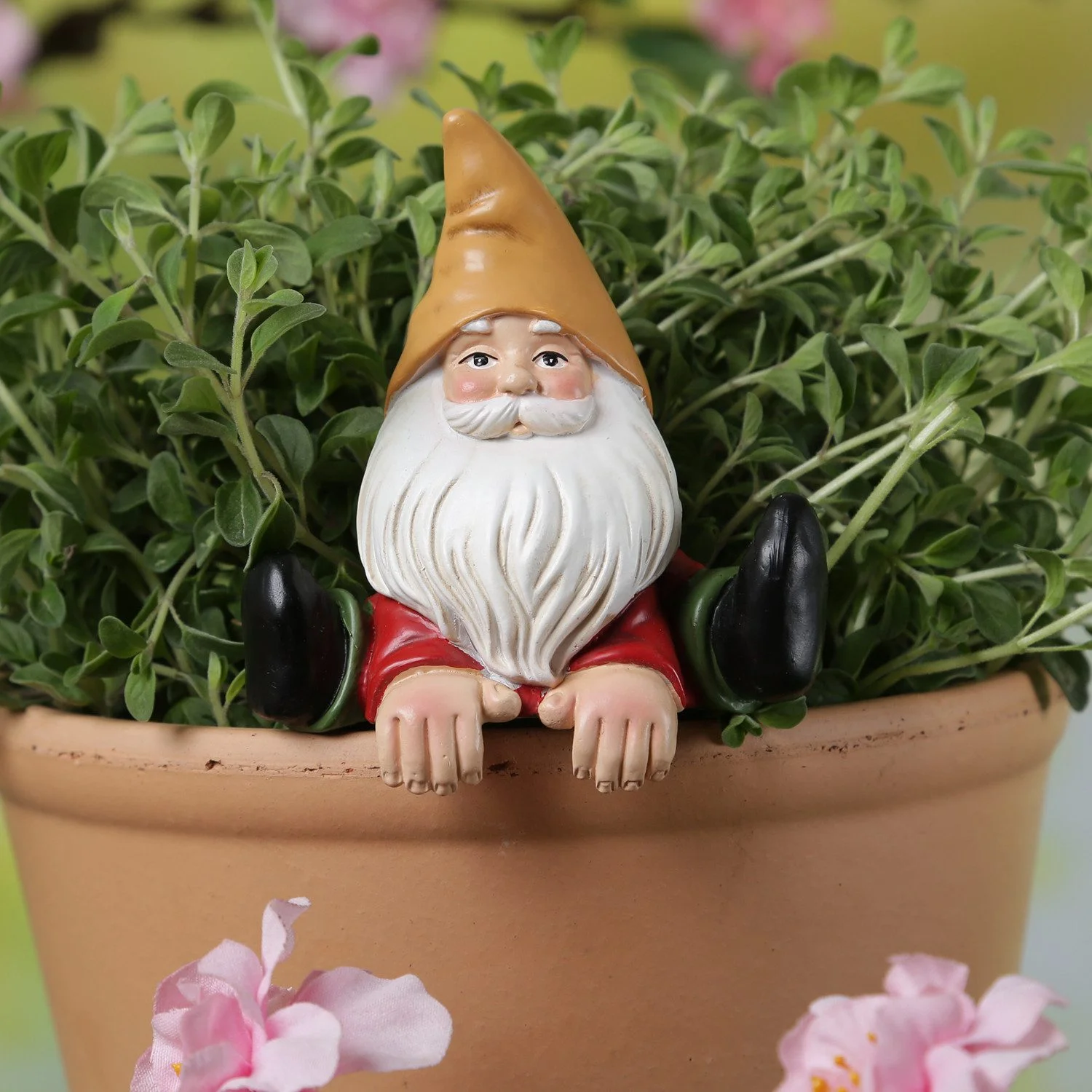 MARELIDA Gartenzwerg – Lustiger Blumentopfhänger, Polyresin, H: 10 cm